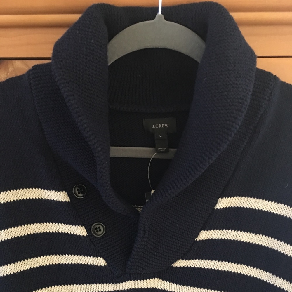 J. Crew Striped Shawl Collar Sweater